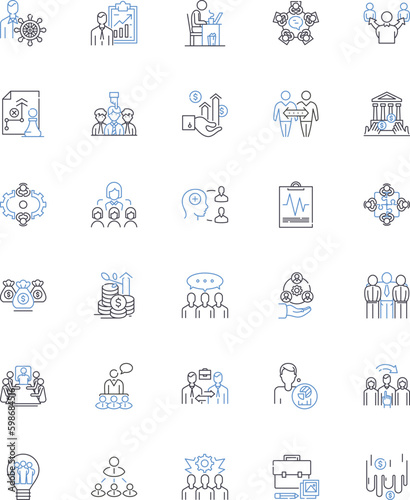 Decision and verdict line icons collection. Verdict, Decision, Judgment, Choice, Ruling, Conclusion, Determination vector and linear illustration. Outcome,Resolution,Selection outline Generative AI