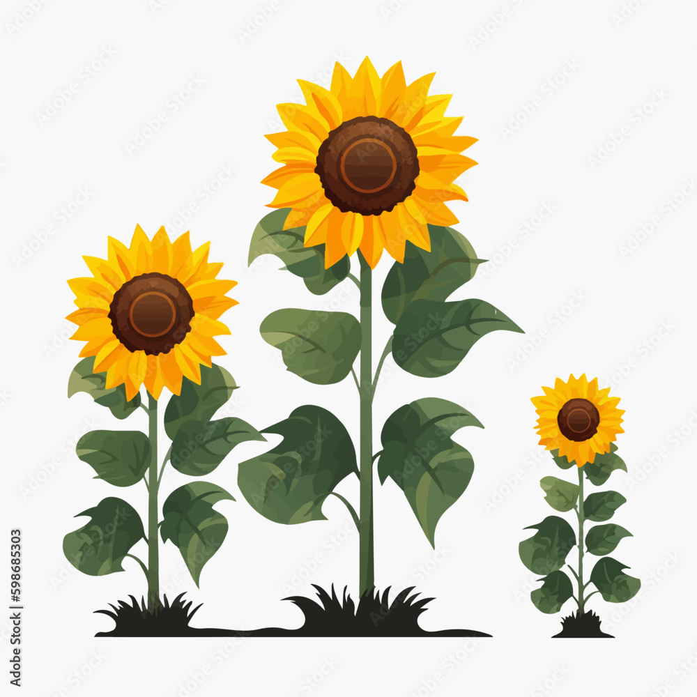 Obraz premium Set of charming sunflower stickers for personalized touches.