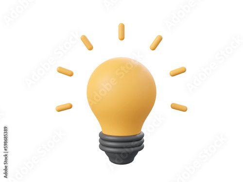 Obraz na plátně 3d cartoon design illustration of light bulb icon isolated, Startup business idea concept