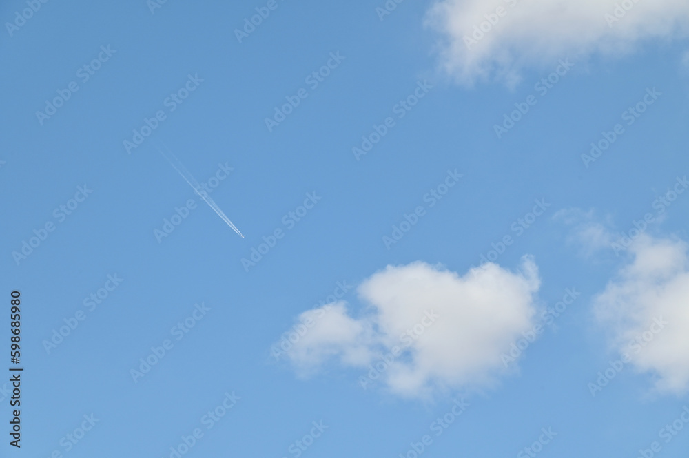 Background of Blue Sky with Small Jet Path