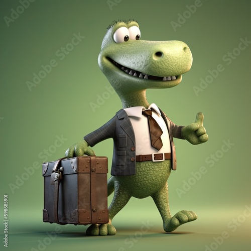 Cute Cartoon Aligator in a ...