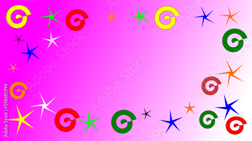 Pink background with colored sparkles and spirals, for card inspiration