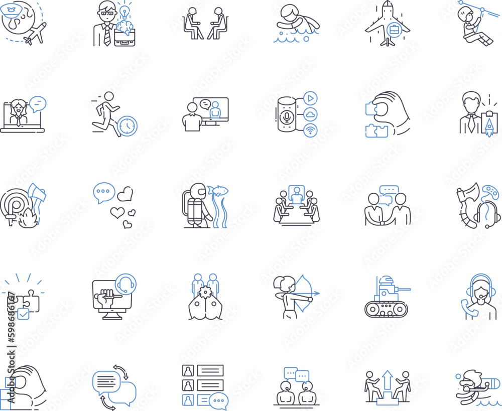 Discovery line icons collection. Exploration, Insight, Revelation, Uncovering, Observation, Analysis, Investigation vector and linear illustration. Finding,Detection,Detection outline Generative AI