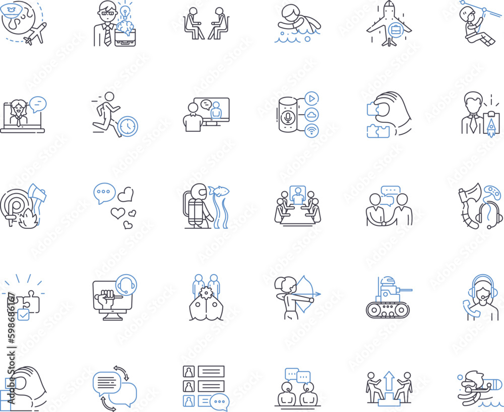 Discovery line icons collection. Exploration, Insight, Revelation, Uncovering, Observation, Analysis, Investigation vector and linear illustration. Finding,Detection,Detection outline Generative AI Discovery line icons collection. Exploration, Insight, Revelation, Uncovering, Observation, Analysis, Investigation vector and linear illustration. Finding,Detection,Detection outline Generative AI