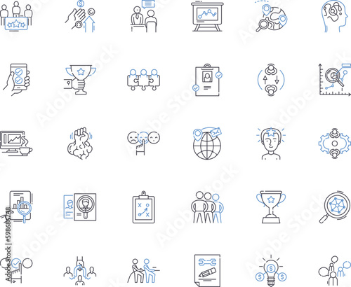 Corporate leaders line icons collection. Visionary, Strategist, Influencer, Innovator, Trailblazer, Risk-taker, Dynamic vector and linear illustration. Charismatic,Assertive,Decisive Generative AI