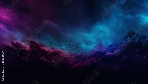 Celestial Dreamscape: Blue and Purple Digital Gradient Night Sky with Metallic Hues, in 8K created with generative AI technology