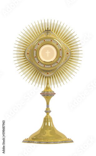 Jesus Cristo no ostens√≥rio presente no Sacramento da Eucaristia - Ilustra√ß√£o 3D