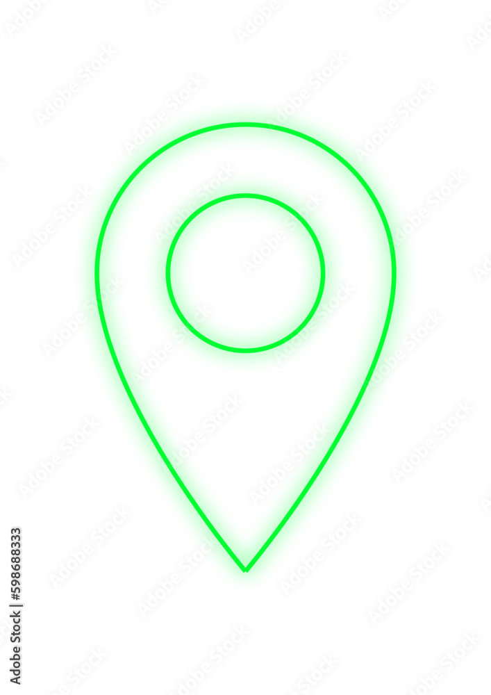 Green location icon glowing outlines, navigation gps Green location icon glowing outlines, navigation gps