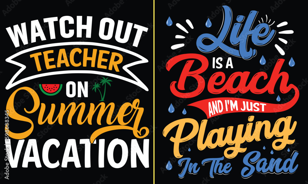Summer T-shirt design, typography, custom, summer bundle t shirt, creative, SVG T-shirt design.
