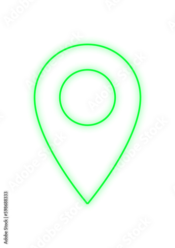 Green location icon glowing outlines, navigation gps