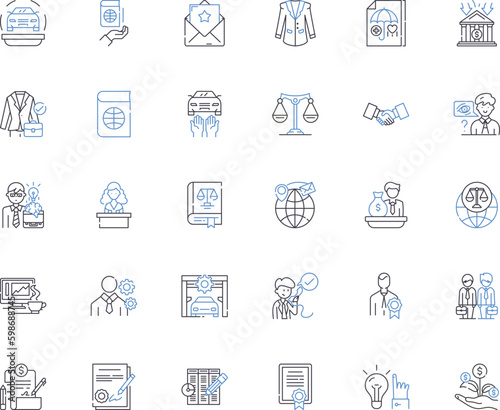 Civil liberties line icons collection. Freedom, Rights, Constitution, Democracy, Equality, Justice, Privacy vector and linear illustration. Expression,Protest,Activism outline signs set Generative AI