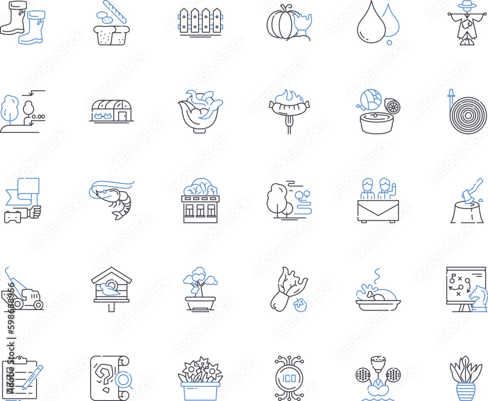 Construction development line icons collection. Renovation, Excavation, Foundation, Demolition, Skyscraper, Infrastructure, Architecture vector and linear illustration. Generative AI