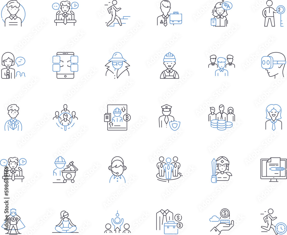 Career path line icons collection. Aspiration, Success, Progression, Ambition, Growth, Advancement, Development vector and linear illustration. Direction,Opportunities,Achievements Generative AI