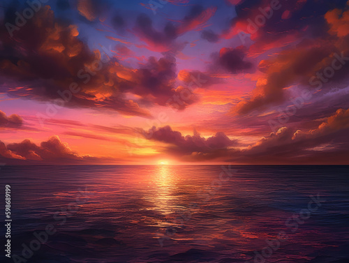 sunset over the sea by Generative AI