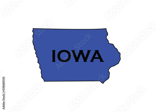 Politically liberal blue state of Iowa with a map outline.