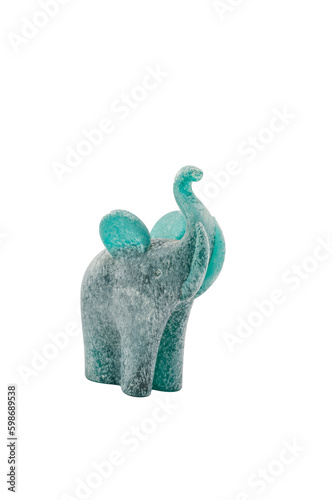 immagine primo piano con oggetto d'arredo, ornamentale, raffigurante un elefante in materiale vetroso su sfondo trasparente photo