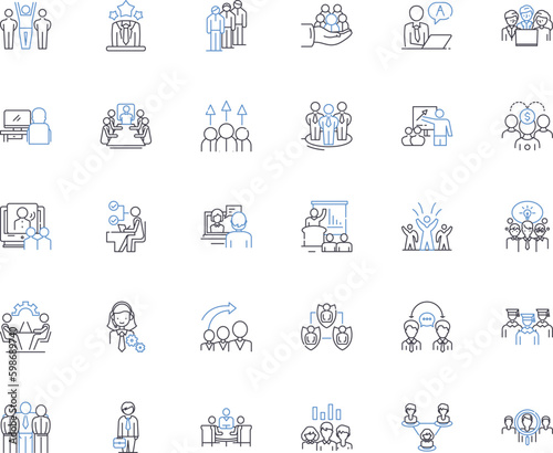 Business governance line icons collection. Accountability, Authority, Transparency, Ethics, Compliance, Oversight, Decision-making vector and linear illustration. Generative AI