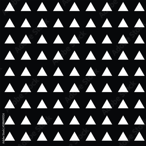 abstract seamless white triangle repeat pattern with black bg.