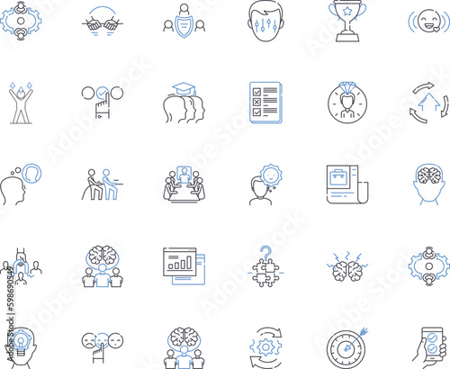 Agency progress line icons collection. Advancement, Growth, Development, Innovation, Progression, Evolution, Improvement vector and linear illustration. Efficiency,Productivity,Success Generative AI