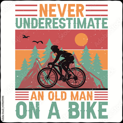 Bicycle T-Shirt Design, Bike, Cycle, Mountain Bike, Sports Design, Vector Art, Illustration, Vintage T-Shirt, Typography, Colorful Design, Digital Print, Sports Silhouette.