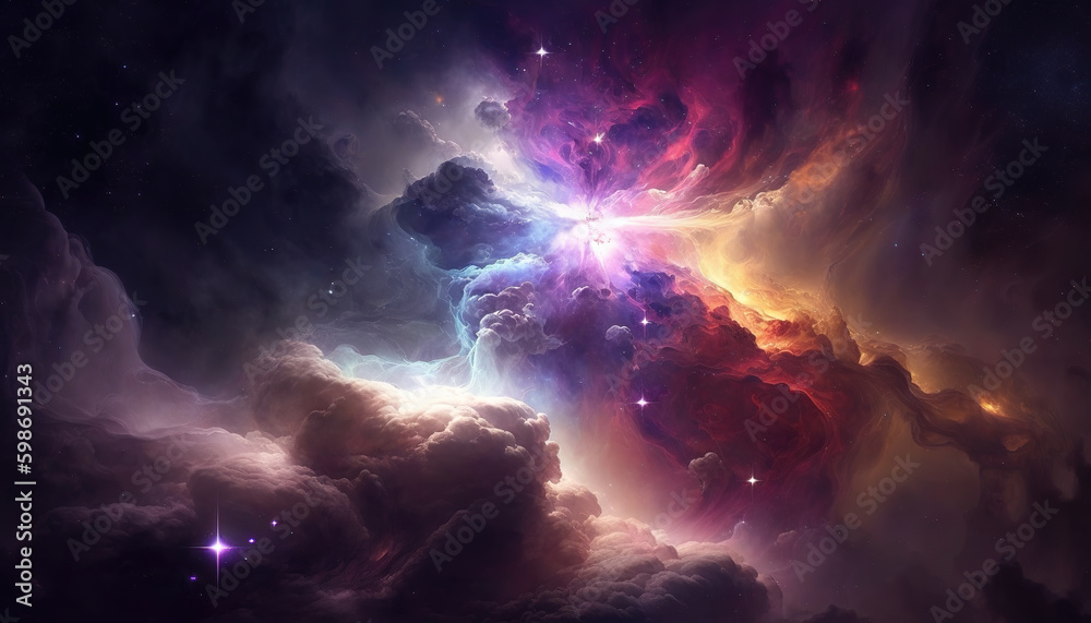 a beautiful space illustration in the style of a science report, generative ai technology