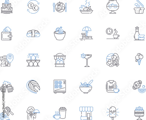 Bistro administration line icons collection. Management, Coordination, Organization, Planning, Budgeting, Supervision, Staffing vector and linear illustration. Inventory,Purchasing,Menu Generative AI