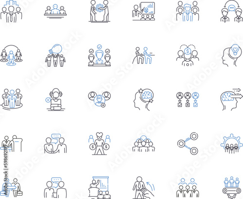 Associates line icons collection. Partnership, Affiliation, Cooperation, Alliance, Collaboration, Relationship, Companionship vector and linear illustration. Generative AI