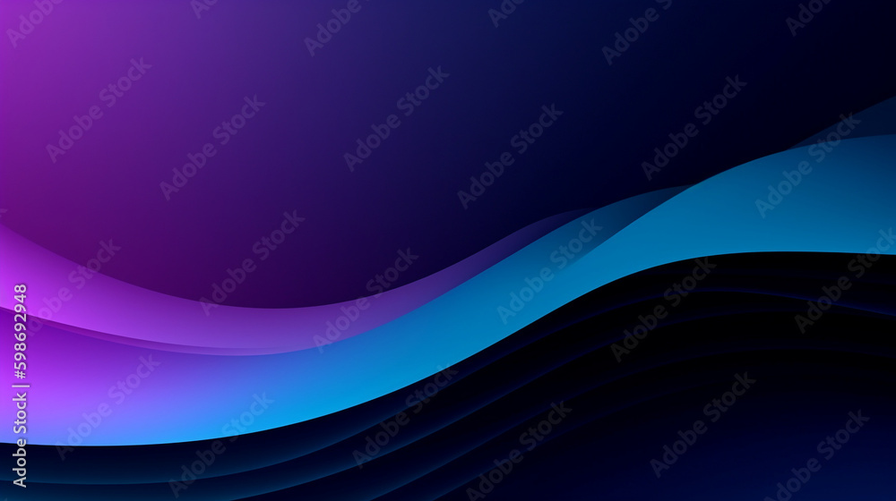 Modern simple background with waves and linear gradients in purple and blue colors created with Generative AI technology Modern simple background with waves and linear gradients in purple and blue colors created with Generative AI technology