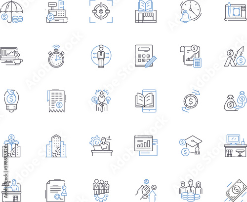 Trade industry line icons collection. Logistics, Commerce, Import, Export, Supply-chain, Wholesale, Distribution vector and linear illustration. Intermediary,Negotiation,Outsourcing Generative AI