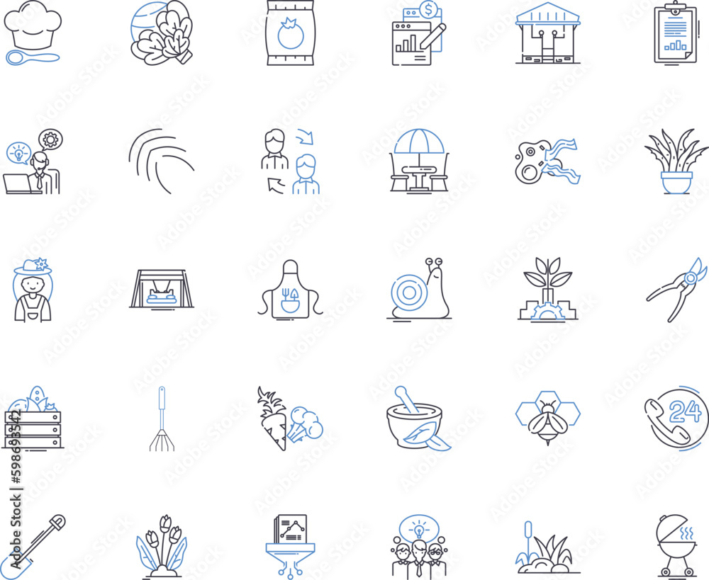 Trading business line icons collection. Stocks, Bonds, Commodities, Futures, Forex, Options, Arbitrage vector and linear illustration. Liquidity,Derivatives,Hedge outline signs set Generative AI