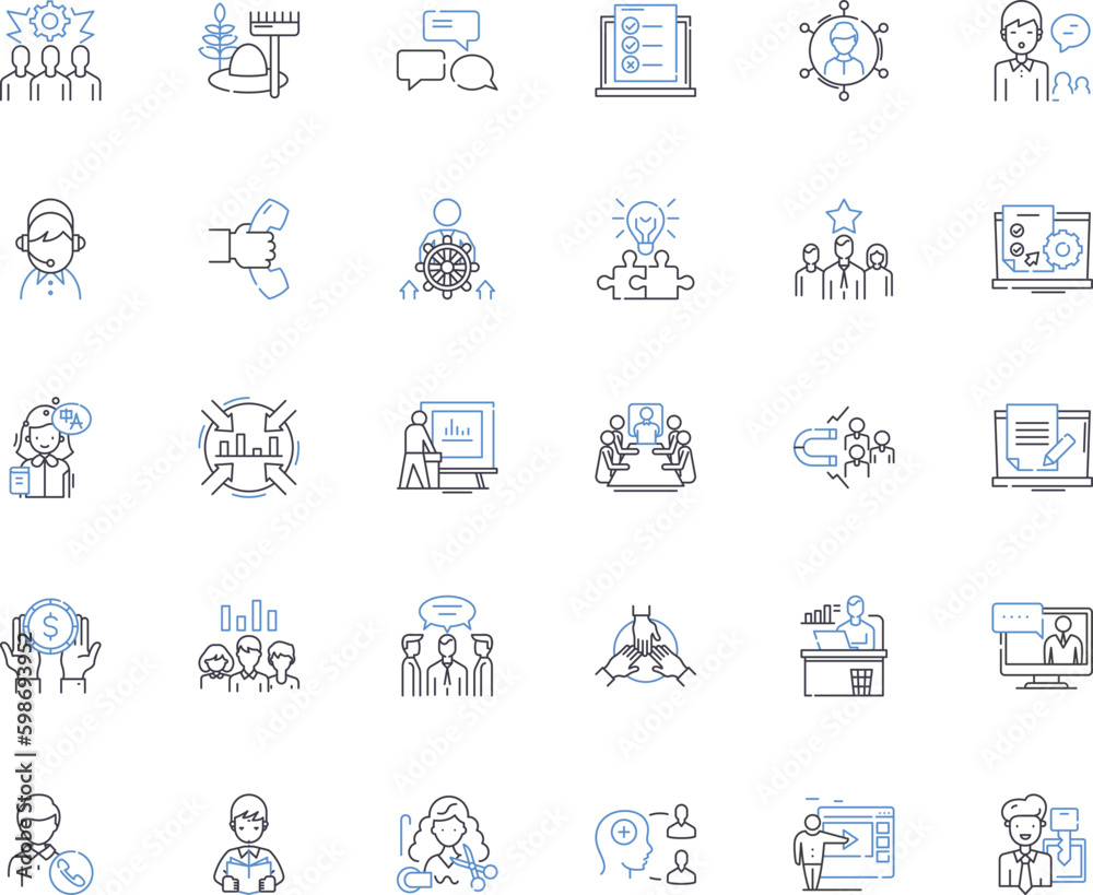Work path line icons collection. Career, Ambition, Goals, Occupation, Vocation, Employment, Job vector and linear illustration. Profession,Pathway,Trajectory outline signs set Generative AI