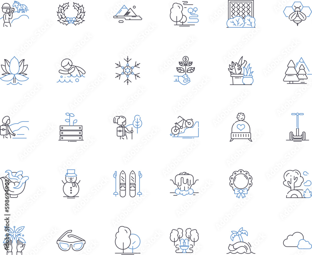 Weather line icons collection. Rain, Snow, Wind, Thunder, Lightning, Hail, Frost vector and linear illustration. Mist,Fog,Heatwave outline signs set Generative AI Weather line icons collection. Rain, Snow, Wind, Thunder, Lightning, Hail, Frost vector and linear illustration. Mist,Fog,Heatwave outline signs set Generative AI