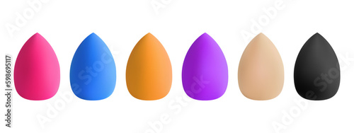 Set of Makeup Sponges, Isolated on White Background. Vector Illustration
