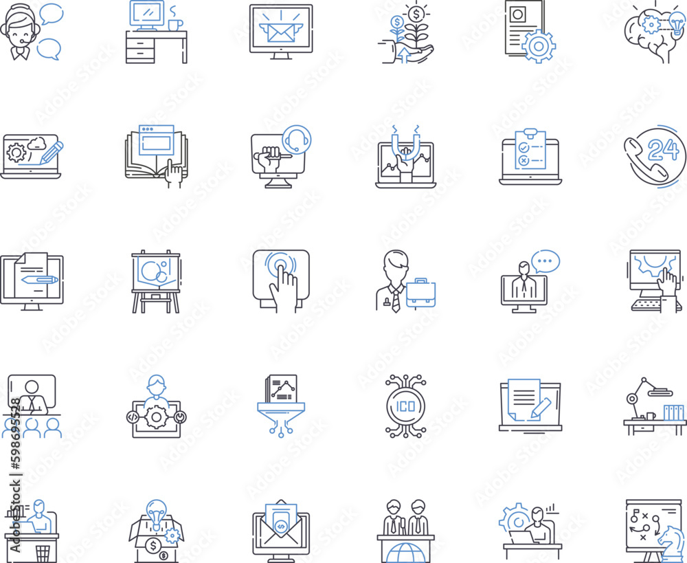Team meeting line icons collection. ollaboration, Coordination, Discussion, Planning, Brainstorming, Communication, Strategy vector and linear illustration. Decision-making, Generative AI Team meeting line icons collection. ollaboration, Coordination, Discussion, Planning, Brainstorming, Communication, Strategy vector and linear illustration. Decision-making, Generative AI