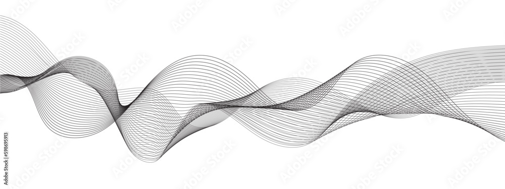 Abstract wavy lines on transparent background with grey smooth element swoosh speed wave modern stream background. Abstract business wave curve lines background. - obrazy, fototapety, plakaty 