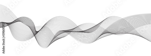 Foto Abstract wavy lines on transparent background with grey smooth element swoosh speed wave modern stream background