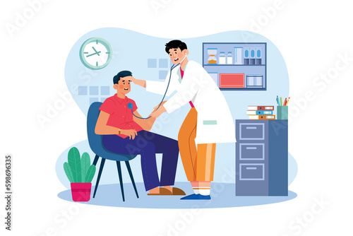 A doctor examines a patient to diagnose an illness or injury.