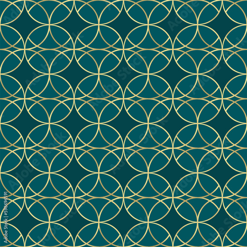 seamless pattern line turquoise with gold background