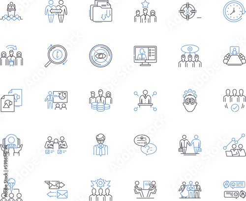 Supervision ideation line icons collection. Leadership, Oversight, Mentorship, Guidance, Direction, Management, Accountability vector and linear illustration. Authority,Support,Training Generative AI