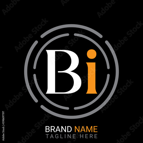 Bi Letter simple logo design vector.