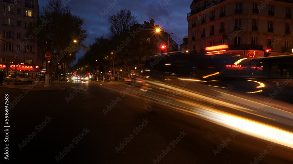 Night traffic in the city lights.