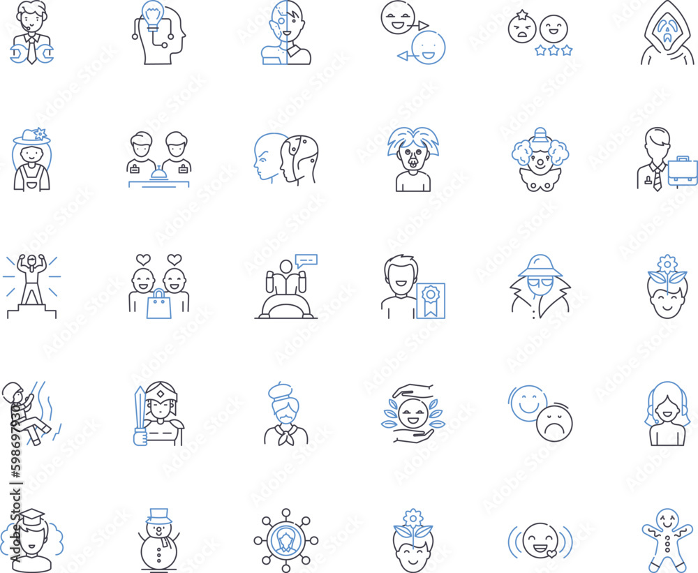 Resource control line icons collection. Allocation, Management, Regulation, Supervision, Authority, Governance, Coordination vector and linear illustration. Generative AI