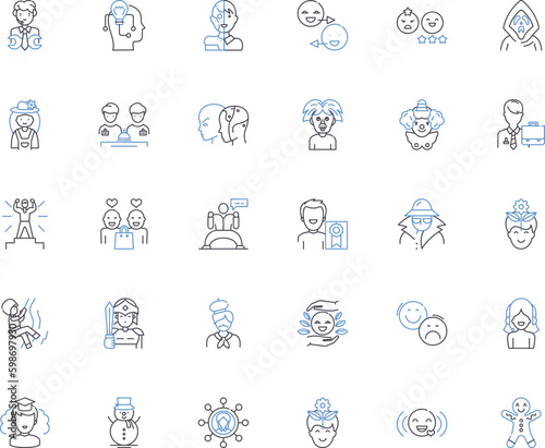 Resource control line icons collection. Allocation, Management, Regulation, Supervision, Authority, Governance, Coordination vector and linear illustration. Generative AI