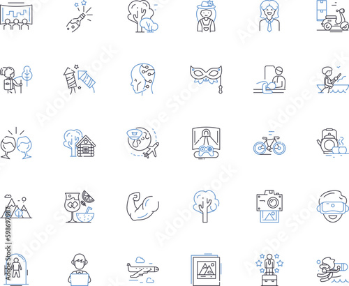 Social behavior line icons collection. Empathy, Cooperation, Altruism, Kindness, Respect, Tolerance, Sharing vector and linear illustration. Understanding,Inclusion,Compassion outline Generative AI