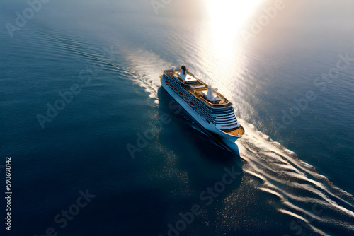 Cruise ship in the ocean, summer vacation, Generative AI © Alina