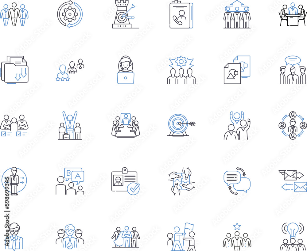Strategic Planning line icons collection. Analysis, Assessment, Budgeting, Communication, Criteria, Decision-making, Development vector and linear illustration. Generative AI