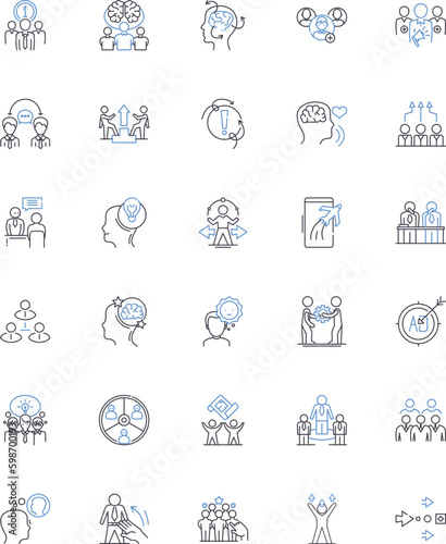 Staff supervision line icons collection. Leadership, Management, Delegation, Communication, Accountability, Coaching, Training vector and linear illustration. Generative AI