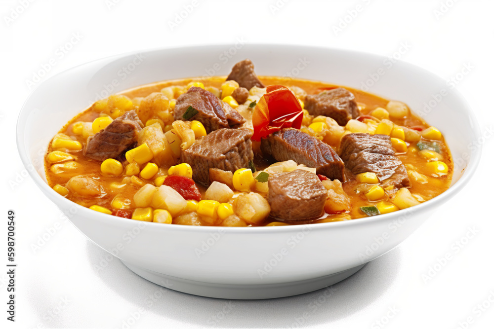 Locro - Stew made with corn, beans, and meat, AI generative food Locro - Stew made with corn, beans, and meat, AI generative food