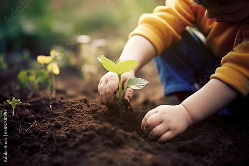 child holding a flower