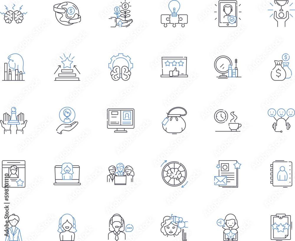 Professionals line icons collection. Experts, Specialists, Skilled, Experienced, Trained, Qualified, Professional vector and linear illustration. Practitirs,Consultants,Advisors outline Generative AI
